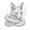 jackal with ball python snake wrapped itself tattoo design idea
