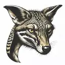 jackal with ball python snake tattoo design idea