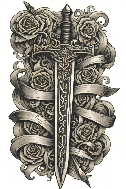sword with proverbs 18:21 on it tattoo design idea