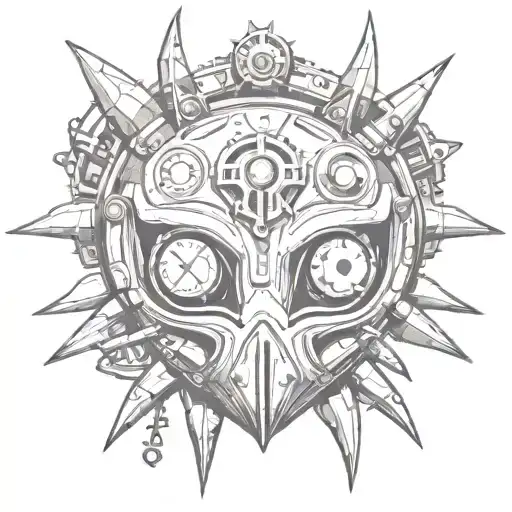 steampunk majora mask tattoo design idea