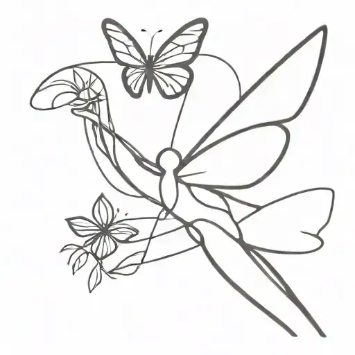 stickman capturing a butterfly using a net tattoo design idea