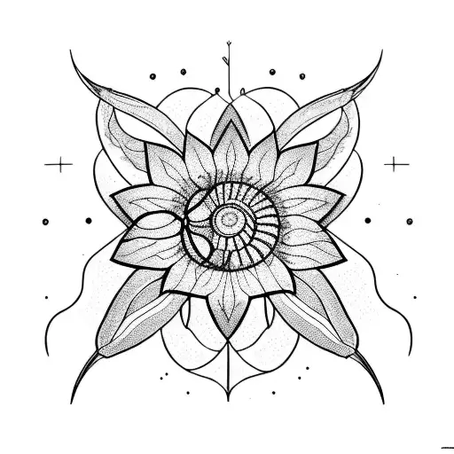 A carnivorous plant with geometric forms tattoo design idea