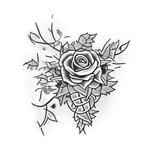 Vines with thorns wrapping around themselves intricately tattoo design idea