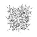 Vines with thorns wrapping around themselves intricately tattoo design idea