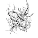 Vines with thorns wrapping around themselves intricately tattoo design idea