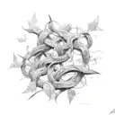Vines with thorns wrapping around themselves intricately tattoo design idea