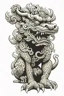 foo dog guarding tattoo design idea