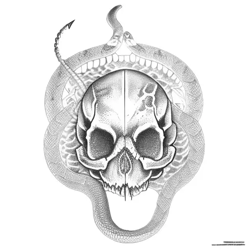 Dagger in snake skull from top down tattoo design idea