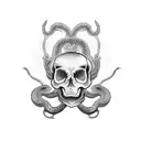 Dagger in snake skull from top down tattoo design idea