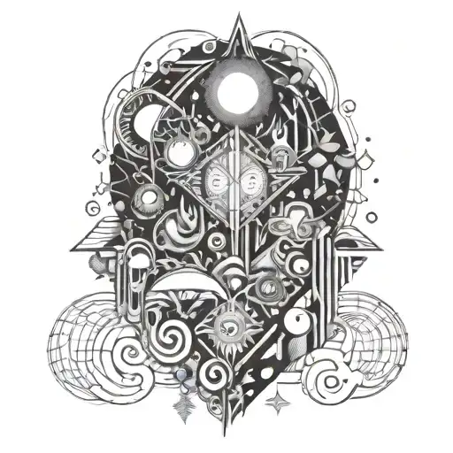 full arm sleeve tattoo design inspired by a mix of psychedelics like DMT, psilocybin and featuring live for techno music tattoo design idea
