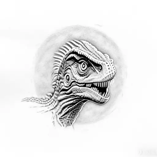 Jurassic Park's Velociraptor with Ian Malcolm's hair and glasses tattoo design idea
