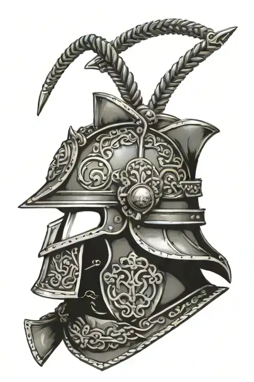 polish hussar helmet Irish knot tattoo design idea