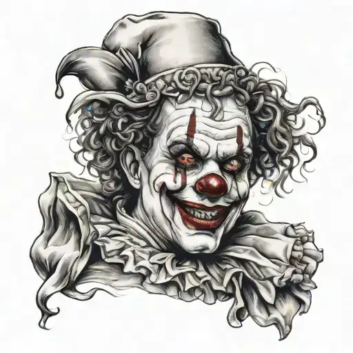 evil and smart clown  tattoo design idea