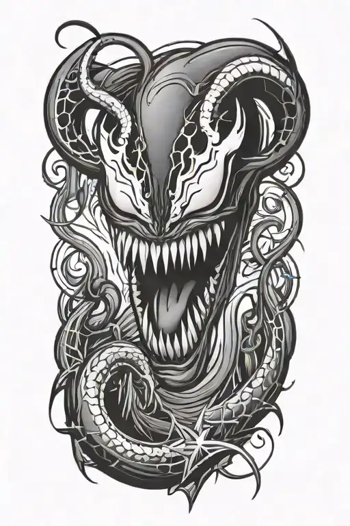 lighting bolts forming venom marvel tattoo design idea