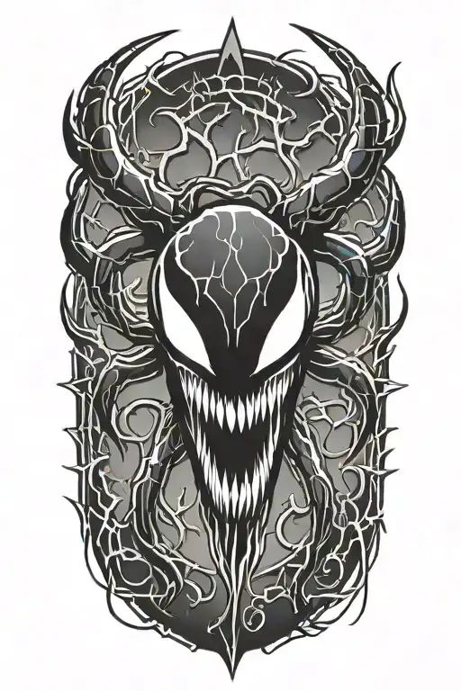 venom spider logo made out of lighting bolt tattoo design idea
