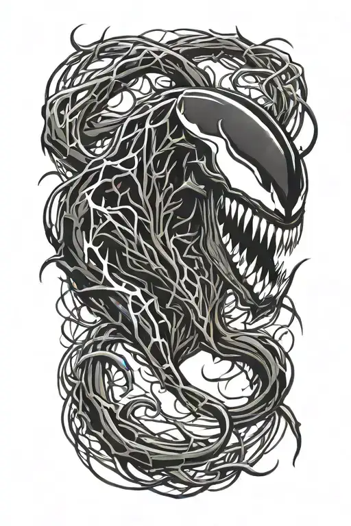 venom spider logo made out of lighting bolt shaped like tattoo design idea