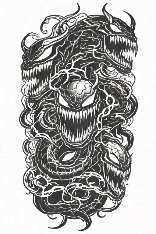 lighting bolts forming venom marvel tattoo design idea