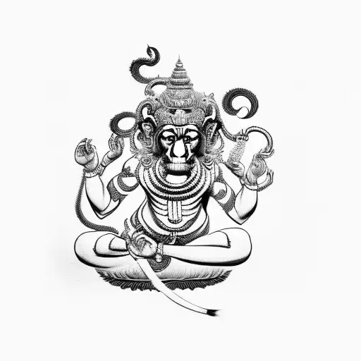Hanuman and Chinese monkey god tattoo design idea