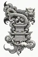 Abstract object with Japanese inspiration of : mythology tattoo design idea