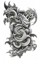 Abstract object with Japanese inspiration of : mythology tattoo design idea