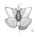 borboleta, flores e ramos e lua tattoo design idea