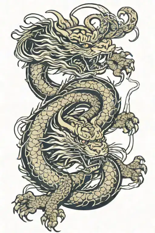 Japanese dragon with tiger tattoo design idea