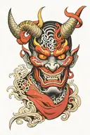 oni demon mask tattoo design idea