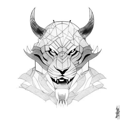 fighter and a  leo in a cage tattoo design idea