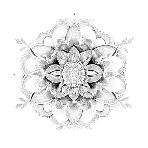 A feminine floral mandala with delicate linework tattoo design idea