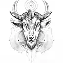 greek god ares and a goat tattoo design idea