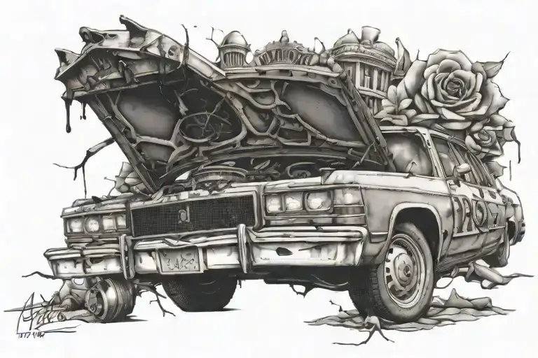 Crown Victoria P71 destroyed tattoo design idea