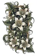 Incorporate flowers like lilies and roses intertwined with vines  tattoo design idea