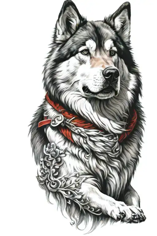 Red Malamute tattoo design idea