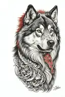 Red Malamute tattoo design idea