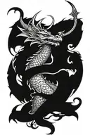 dragon with excalibur tattoo design idea