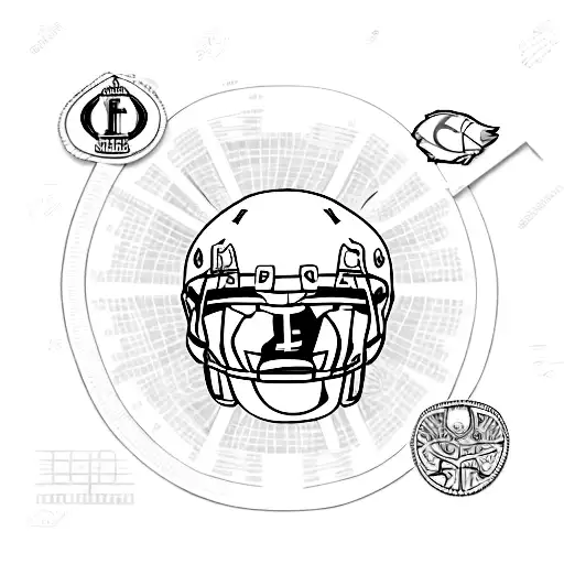 A family of NFL fans traveling to different football stadiums in a dotwork style tattoo design idea