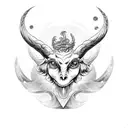 Baphomet surrounded by swirling bruxaria symbols tattoo design idea
