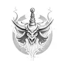 Baphomet surrounded by swirling bruxaria symbols tattoo design idea