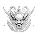 Baphomet surrounded by swirling bruxaria symbols tattoo design idea