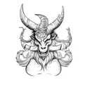 Baphomet surrounded by swirling bruxaria symbols tattoo design idea