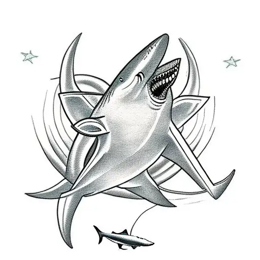 Christian shepherd's staff anchor dove and shark tattoo design idea