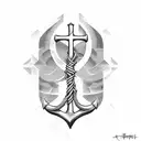 shepherd's staff and anchor and cross tattoo design idea