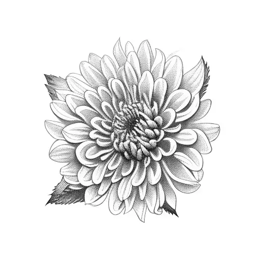 American Traditional Chrysanthemum Tattoo