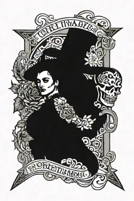 A tattoo that has the Corridos tumbados logo, meta themes of betrayal, family and girlfriend tattoo design idea