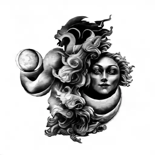 Sun and Moon tattoo design idea