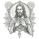 Praying hands and jesus tattoo design idea