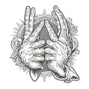 Praying hands and jesus tattoo design idea