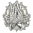 Praying hands and jesus tattoo design idea