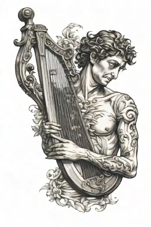 Apollo playing the lyre tattoo design idea