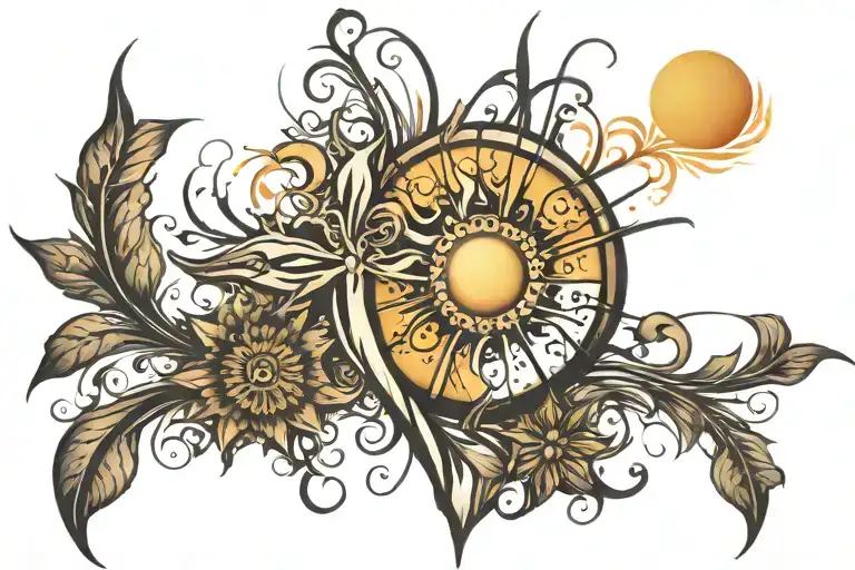 nature cross and sun shining tattoo design idea